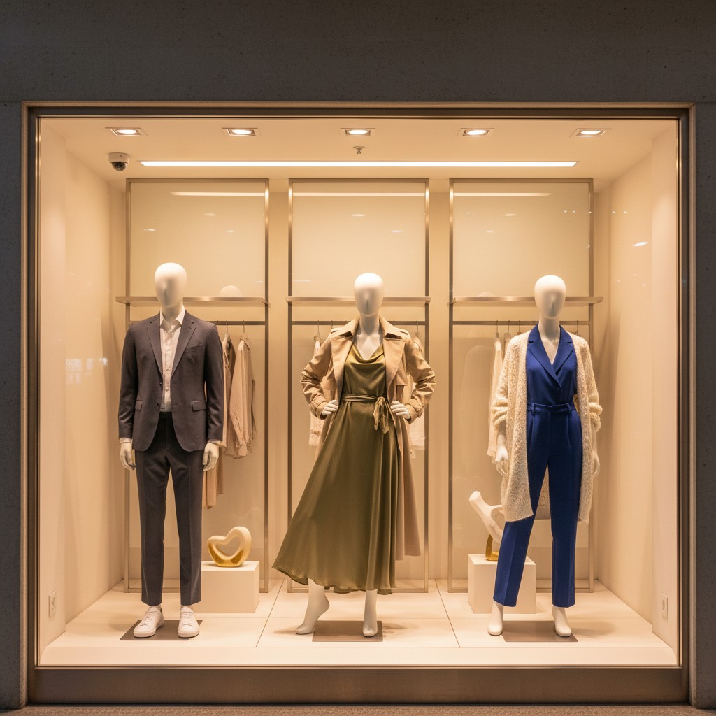 Vitrine de loja de roupas bem iluminada